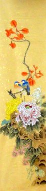 Peinture chinoise - Oiseaux-fleur