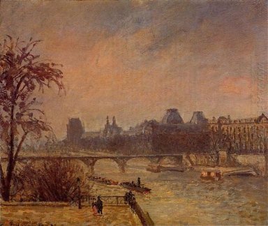 Seine och Louvre Paris 1903