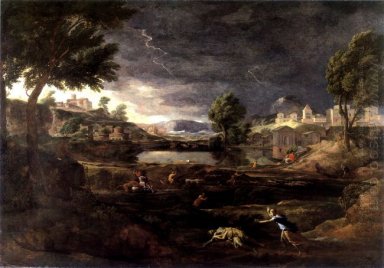 Stormy Paesaggio Con Piramo e Tisbe 1651