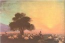 Rebanho de carneiros com os pastores Unset 1870
