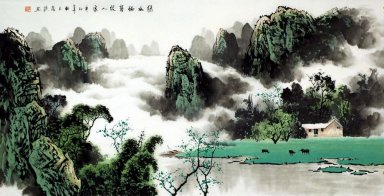 Montanhas, rio - pintura chinesa