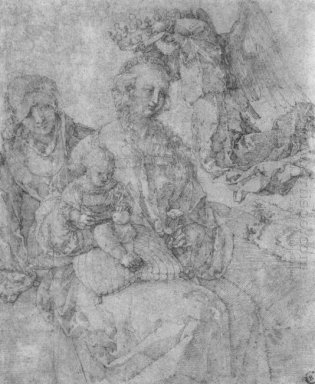mary e criança coroada por um anjo e St Anna