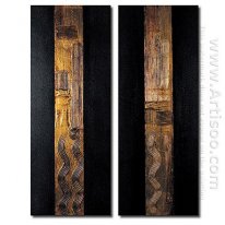 Hand-painted Abstract Oil Painting - Set of 2