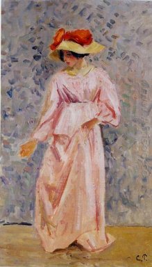 Retrato de Jeanne com uma túnica cor de rosa