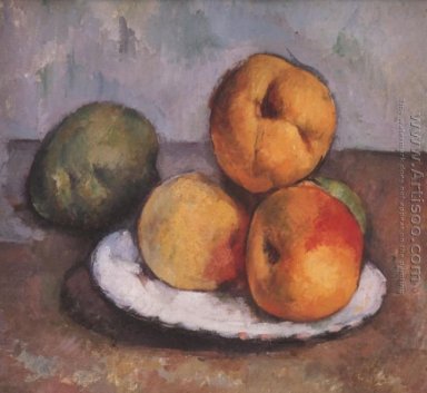 Stilleben med Quince äpplen och päron 1885 87