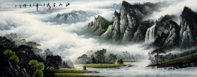 Montanhas e água - pintura chinesa