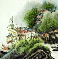 Une cour - Peinture chinoise