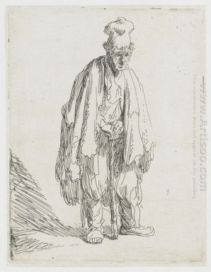 Mendigo em uma alta Cap Standing 1629