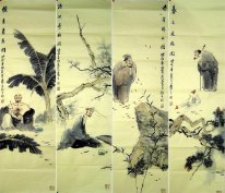 Filósofo, conjunto de 4 - pintura chinesa