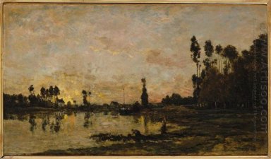 Puesta de sol en el Oise 1865