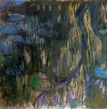 Water Lilies Reflections Of Weeping Willows Left Half 1919