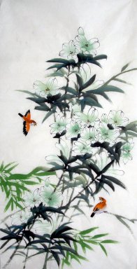 Oiseaux et fleurs - Peinture Chiense
