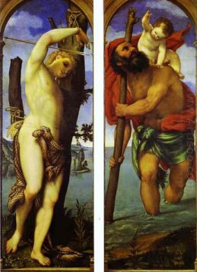 Vingar av en Triptych St Sebastian St Christopher 1531