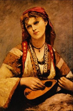 Christine Nilson of de bohemien Met Een noodbaken/mandoline 1874