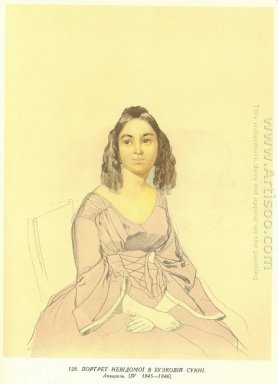 Portrait of unknown woman with violet dress