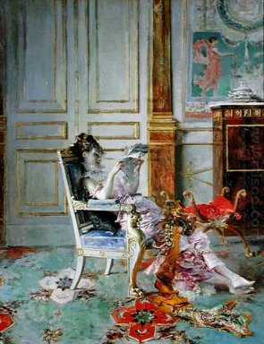 Flicka läsning i en salong 1876