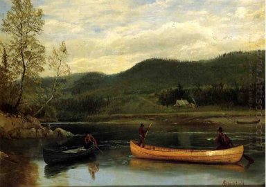 hombres en dos canoas