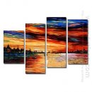 Hand-painted Oil Painting Landscape Oversized Wide - Set of 4