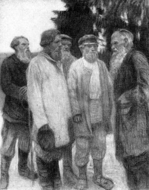 Léon Tolstoï amoung Les Paysans