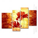 Hand-painted Oil Painting Floral Oversized Wide - Set of 4