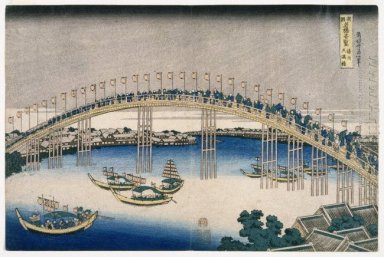Festivalen Of Lanterns On Temma Bridge 1834