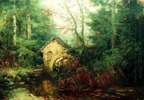 Hutan Landscape Dengan Watermill