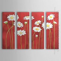 Mão pintado óleo pintura floral - conjunto de 4