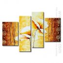 Hand-painted Oil Painting Floral Oversized Wide - Set of 4