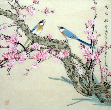 Oiseaux et fleurs - Peinture chinoise