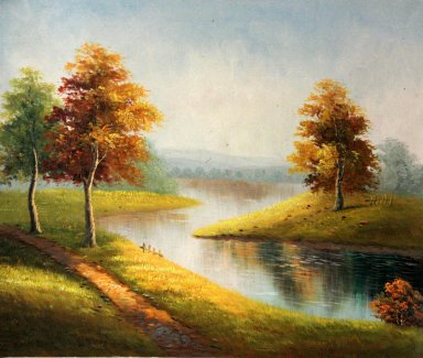 Ручная роспись пейзаж маслом с растянутыми кадр