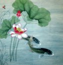 Fish & Lotus - peinture chinoise