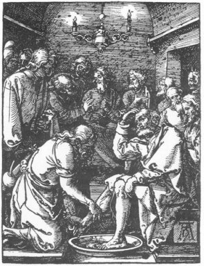 christ tvätta peter s fötter 1511