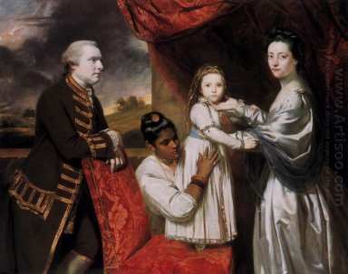 George Clive E sua famiglia con una domestica indiana