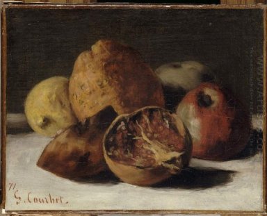 Stillleben mit Äpfeln und Granatäpfel 1871