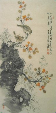 Oiseaux et fleurs - Peinture Chinse