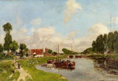 Sleepschepen op de Gracht In Saint Valery Sur Somme 1891