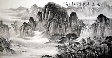 Moutain och vatten - Yuanyuan - kinesisk målning