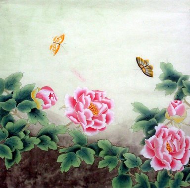 Peony & Dragonfly - Pittura cinese