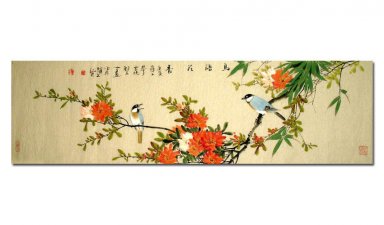 Pájaros y flores - Pintura china