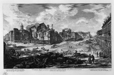 Uma vista dos excedentes Acima das Termas de Diocleciano