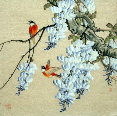 Oiseaux et fleurs - Peinture chinoise