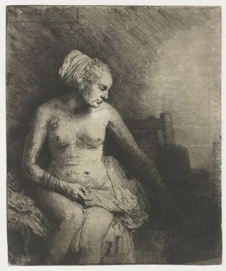 Une femme à la salle de bain avec un chapeau à côté d\'elle 1658