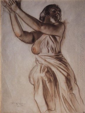 Kvinna som står med armar 1915
