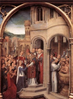 De komst van de Heilige Ursula en haar Reisgenoten In Rome Paus