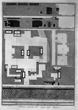 Plan en delen van het Hypogeum Van De Scipios