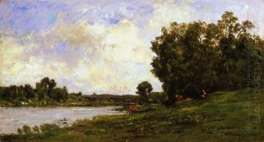 Bétail sur la rive du fleuve 1872