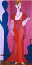 Femme blonde dans une robe rouge Portrait d'Elisabeth Hembus