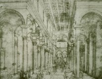 Dessin en perspective pour l'église de Santo Spirito à Florence