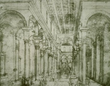 Perspektivische Zeichnung für Kirche Santo Spirito in Florenz