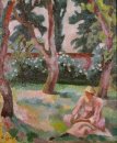 Orchard женщина в саду